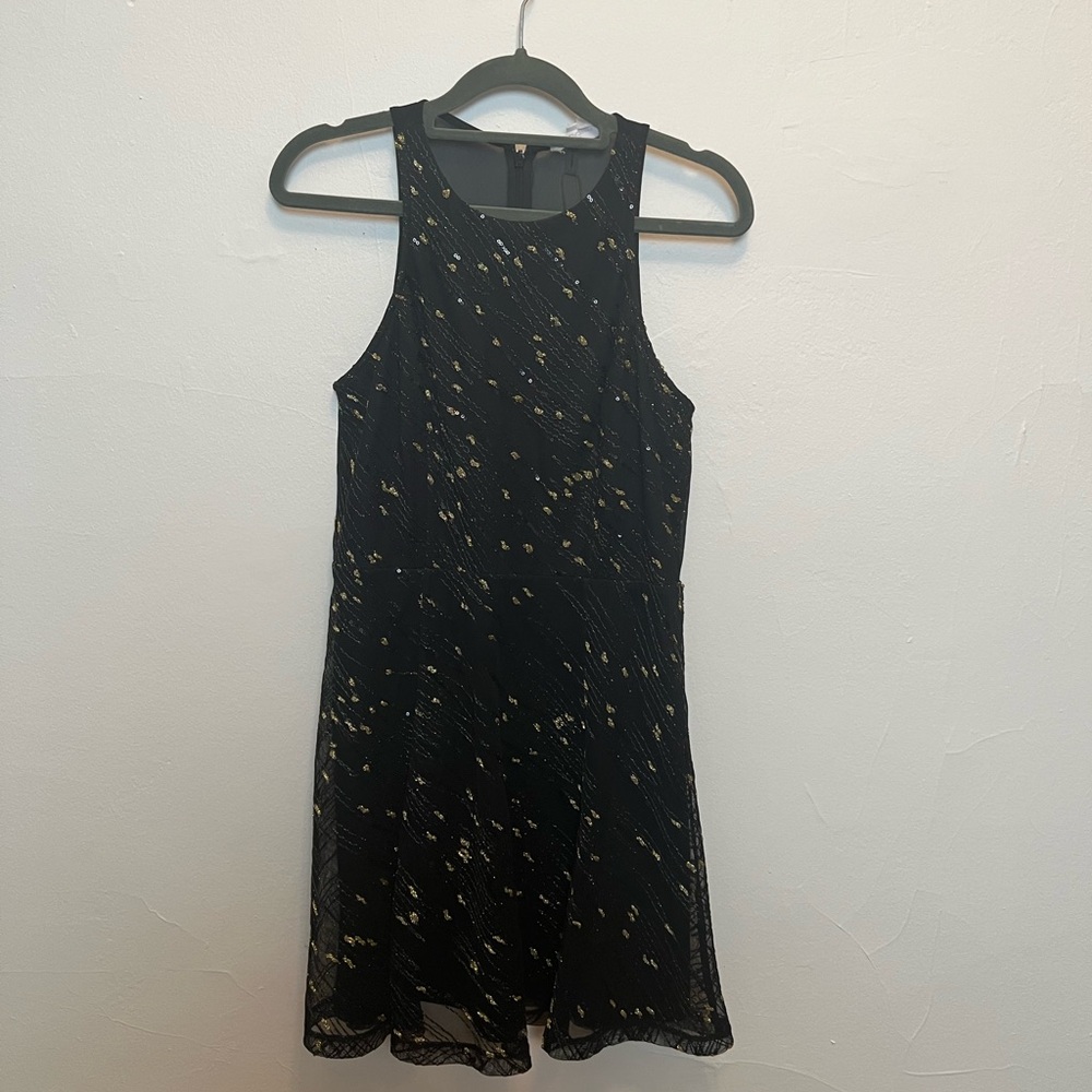 BCBGeneration Gold and black embroidered dress